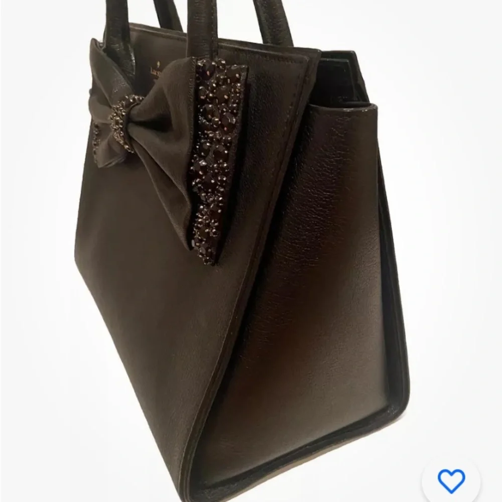 New Kate Spade Manor Place Black Leather/Rhinestones Meriweather Satchel